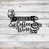 Custom Coffee & Wine Bar Pub Metal Sign with Led Light Personalized Wine Bar Wall Art Kitchen Decoration Bar Sign