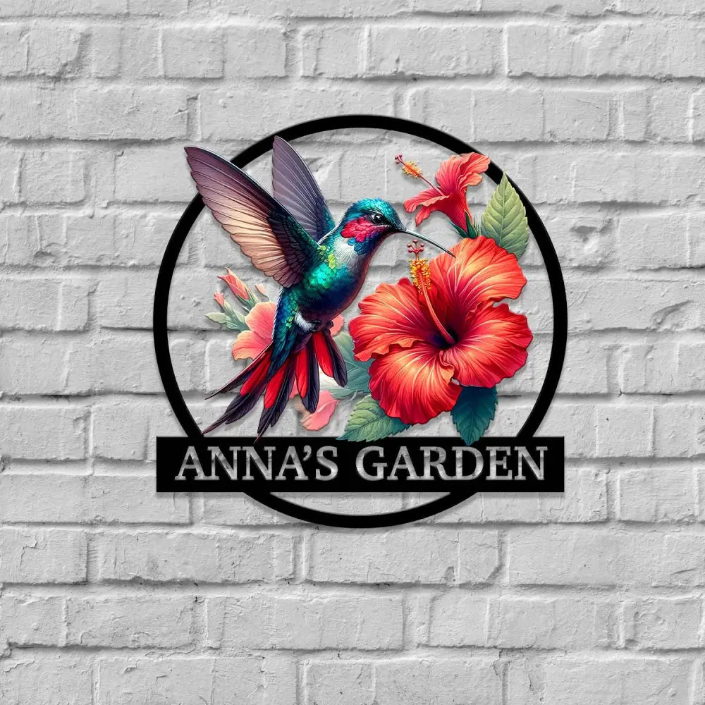 Custom Colored Hummingbird Metal Garden Stake Bird with Stakes Garden Sign Personalized Garden Name Sign Mother’s Day