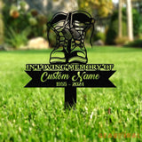 Custom Combat Boots Metal Memorial Stake Personalized Veteran Army Grave Marker Name Sign Military Remembrance Stake
