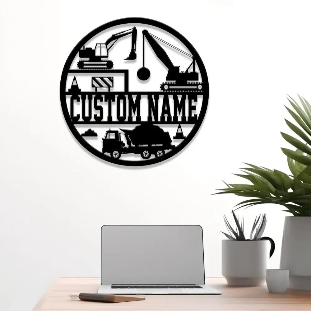 Custom Construction Name Sign with Led Light Personalized Construction Name Sign Decoration For Room Boy Room Decor