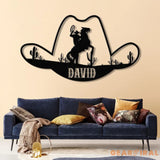 Custom Cowboy Hat Metal Sign Personalized Rodeo Wall Art Western Ranch Decor Cowboy Name Sign Rustic Ranch Metal Art