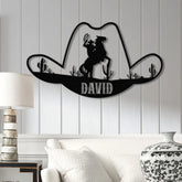 Custom Cowboy Hat Metal Sign Personalized Rodeo Wall Art Western Ranch Decor Cowboy Name Sign Rustic Ranch Metal Art