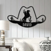 Custom Cowboy Hat Metal Sign Personalized Rodeo Wall Art Western Ranch Decor Cowboy Name Sign Rustic Ranch Metal Art