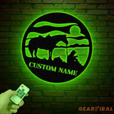 Custom Cowboy Metal Wall Art With LED Light Personalized Cowboy Name Sign Decoration For Room Cowboy Metal LED Decor