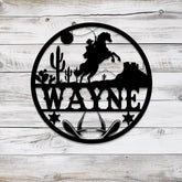Custom Cowboy Riding Horse Name Sign with Led Light Personalized Metal Western Crib Wall Decor Baby Shower Boy Girl
