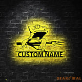 Custom Crested Gecko Metal Wall Art LED Light Personalized Ledge Lizard Lover Name Sign Home Decor Pet Animal Kid