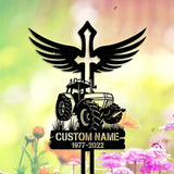 Custom Cross Tractor Memorial Metal Yard Stake - Tractor Metal Stake - Tractor Memorial Gift - Tractor Sign | GearViral