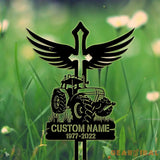 Custom Cross Tractor Memorial Metal Yard Stake - Tractor Metal Stake - Tractor Memorial Gift - Tractor Sign | GearViral