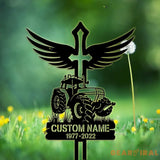 Custom Cross Tractor Memorial Metal Yard Stake - Tractor Metal Stake - Tractor Memorial Gift - Tractor Sign | GearViral