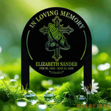 Custom Cross with Praying Hand Memorial Plaque Stake Religion Metal Stake Sympathy Sign Grave Marker Remembrance Stake
