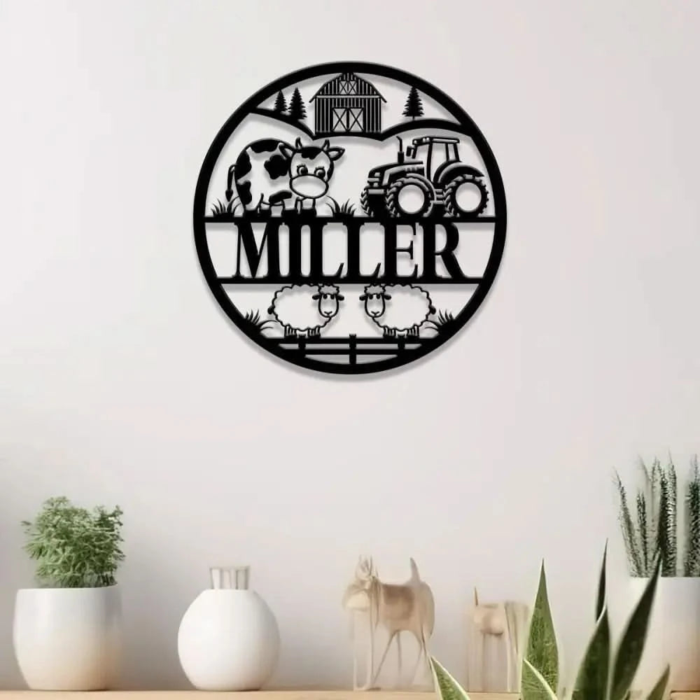 Custom Cute Farm Animals Name Sign with Led Light Personalized Farm Animals Metal Sign Farm Animals Sign Nursery Decor