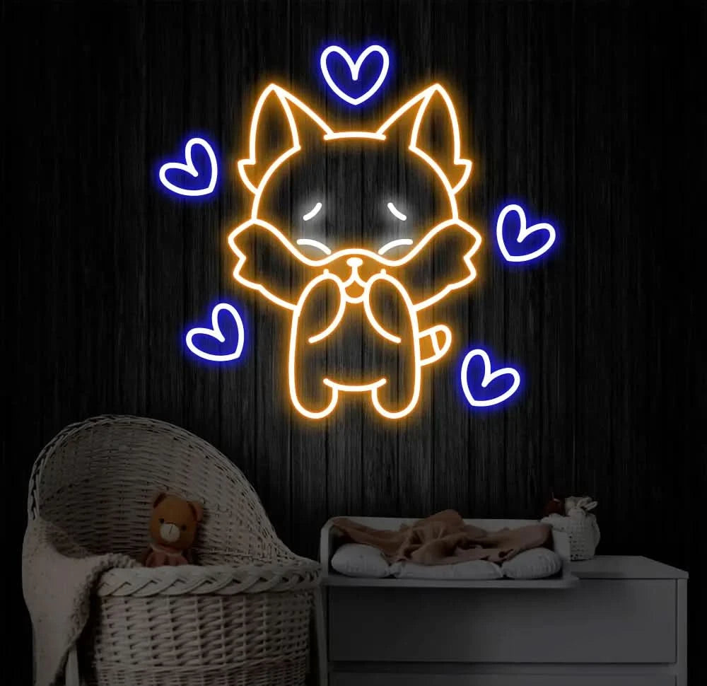 Custom Cute Fox Neon Sign LED Fox Light Animal Lover Neon Wall Art Personalized Fox Room Decor Gifts for Kids Custom