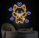 Custom Cute Fox Neon Sign LED Fox Light Animal Lover Neon Wall Art Personalized Fox Room Decor Gifts for Kids Custom