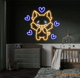 Custom Cute Fox Neon Sign LED Fox Light Animal Lover Neon Wall Art Personalized Fox Room Decor Gifts for Kids Custom