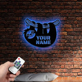 Custom Cute Sloth Metal Wall Art LED Light Sloth Metal Wall Light Custom Sloth Animal Led Wall Sign Wild Life Led Wall