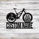 Custom Cyclist Mountain Bike Metal Sign with LED Light Personalized Bicycle MTB Name Sign Biker Decoration Racer Gifts