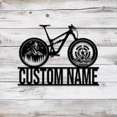 Custom Cyclist Mountain Bike Metal Sign with LED Light Personalized Bicycle MTB Name Sign Biker Decoration Racer Gifts