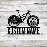 Custom Cyclist Mountain Bike Metal Sign with LED Light Personalized Bicycle MTB Name Sign Biker Decoration Racer Gifts