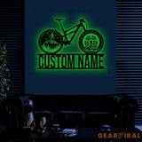 Custom Cyclist Mountain Bike Metal Sign with LED Light Personalized Bicycle MTB Name Sign Biker Decoration Racer Gifts
