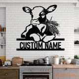 Custom Dairy Cow Farmhouse Metal Wall Art LED Light - Dairy Cow Sign - Funny Calf Farm Sign Home Decor - Dairy Cow for