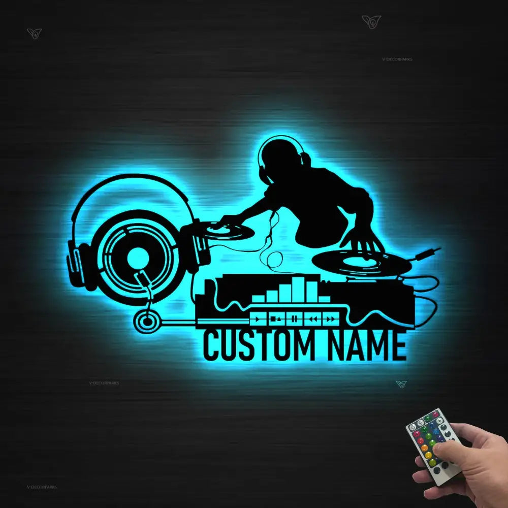 Custom Deejay Headphones Name Sign Wall Art With Led Lights Personalized DJ Disc Jockey Music Metal Home Decor Dee Jay