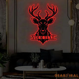 Custom Deer Head Metal Sign with Led Light,Deer Antler Decor,Deer Hunter Gift,Deer Monogram Camp Sign,Christmas Gift