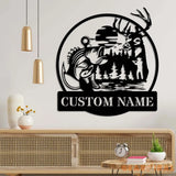 Custom Deer Hunting And Fishing Metal Wall Art Led Light Hunter Name Sign Decoration For Home - Deer Hunting Sign Home