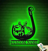 Custom Deer Hunting And Fishing Metal Wall Art Led Light Hunter Sign Decoration For Home - Deer Hunting Home Decor