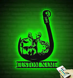 Custom Deer Hunting And Fishing Metal Wall Art Led Light Hunter Sign Decoration For Home - Deer Hunting Home Decor