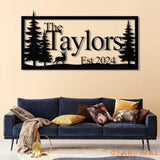 Custom Deer Metal Cabin Sign Personalized Family Name Sign Lake Home Decor Cabin Decor Metal Wall Art Outdoor Sign Deer