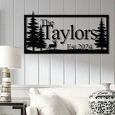 Custom Deer Metal Cabin Sign Personalized Family Name Sign Lake Home Decor Cabin Decor Metal Wall Art Outdoor Sign Deer