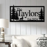Custom Deer Metal Cabin Sign Personalized Family Name Sign Lake Home Decor Cabin Decor Metal Wall Art Outdoor Sign Deer