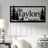 Custom Deer Metal Cabin Sign Personalized Family Name Sign Lake Home Decor Cabin Decor Metal Wall Art Outdoor Sign Deer