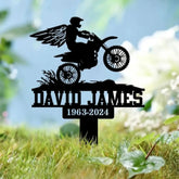 Custom Dirt Bike Motocross Memorial Metal Stake Biker Memorial Stake Motorcycle with Wings Metal Sign Biker Name Sign