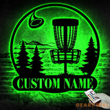 Custom Disc Golf Player Metal Wall Art LED Light - Personalized Disc Golfer Name Sign Home Decor - Ideal for Home Decor