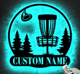 Custom Disc Golf Player Metal Wall Art LED Light - Personalized Disc Golfer Name Sign Home Decor - Ideal for Home Decor