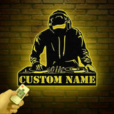 Custom DJ Metal Sign with LED Light Personalized Disc Jockey Wall Art Music Lover Gift DJ Player Sign Unique DJ Gift