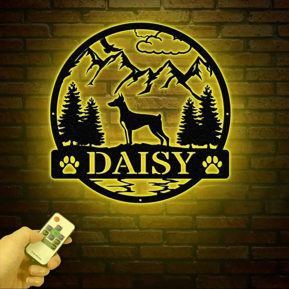 Custom Doberman Pinscher Metal Sign Dog Name Sign Doberman Pinscher Wall Decor Dog Lovers Wall Art Pet Lover Gift Dog