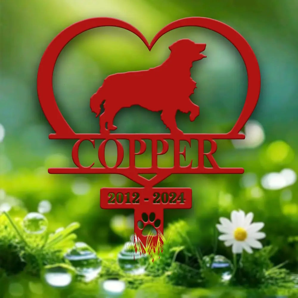 Custom Dog Memorial Heart Stake - Personalized Dog Grave Marker Every Dog Breed Metal Garden Sign Pet Loss Gift Outdoor