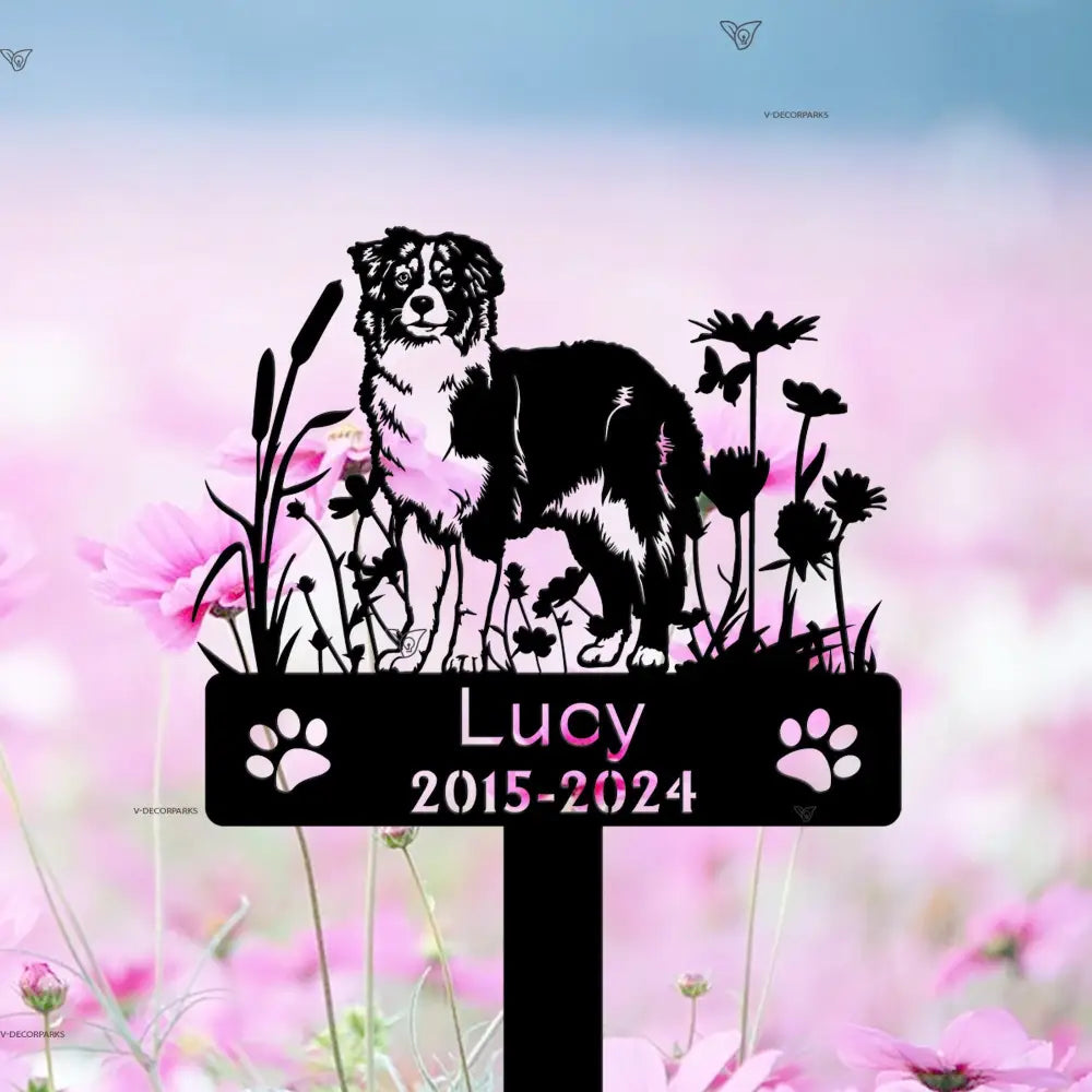 Custom Dog Memorial Stake - Australian Shepherds Sign - Pet Memorial Gifts - Metal Stake | GearViral