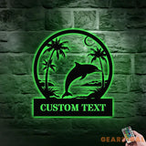 Custom Dolphins Metal Family Name Sign - Personalized Monogram Wall Art - Last Name Initial Hanging - Perfect