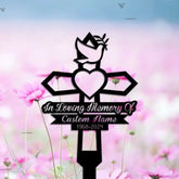 Custom Dove Heart Memorial Cross - Dad Memorial Gift - Memorial Garden Stakes - Mom Memorial Gift | GearViral