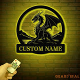 Custom Dragon Metal Art with Led Light Dragon Name House Sign Dragon Metal Sign Boy Room Decor Dragon Lover Gift Gaming