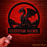 Custom Dragon Metal Art with Led Light Dragon Name House Sign Dragon Metal Sign Boy Room Decor Dragon Lover Gift Gaming