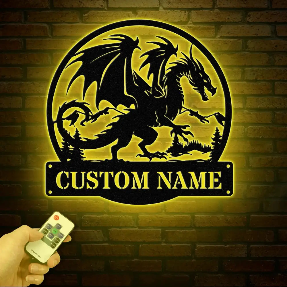 Custom Dragon Metal Art with Led Light Dragon Name House Sign Dragon Metal Sign Boy Room Decor Dragon Lover Gift Gaming