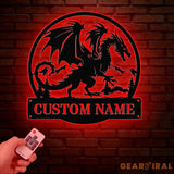 Custom Dragon Metal Art with Led Light Dragon Name House Sign Dragon Metal Sign Boy Room Decor Dragon Lover Gift Gaming