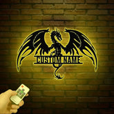 Custom Dragon Metal Art with Led Light Dragon Name House Sign Dragon Metal Sign Boy Room Decor Dragon Lover Gift Gaming
