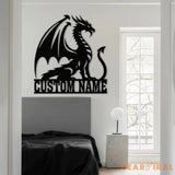Custom Dragon Metal Sign with Led Lights Dragon Monogram Sign Dragon Name House Sign Nursery Decor Room Decor Dragon