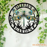 Custom Dragonfly Garden Metal Sign Dragonfly Garden Sign Personalized Garden Decor Custom Garden Name Sign Dragonfly