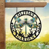 Custom Dragonfly Garden Metal Sign Dragonfly Garden Sign Personalized Garden Decor Custom Garden Name Sign Dragonfly